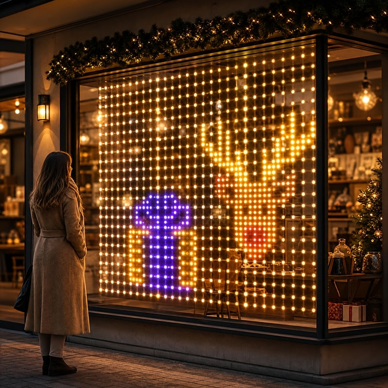 RGB curtain lights for a Christmas window