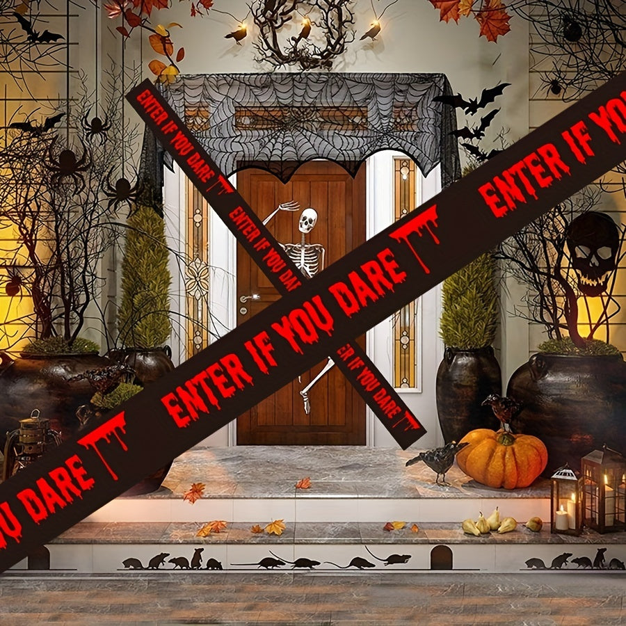 Two rolls of black and red Halloween caution tape