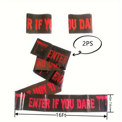 Halloween Caution Tape, 4.88M Plastic Warning Tape, 2-Pack