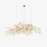 Sorin Modern Gold Chandelier, Ginkgo Leaf LED, Dimmable, White Leaves, Dining Room