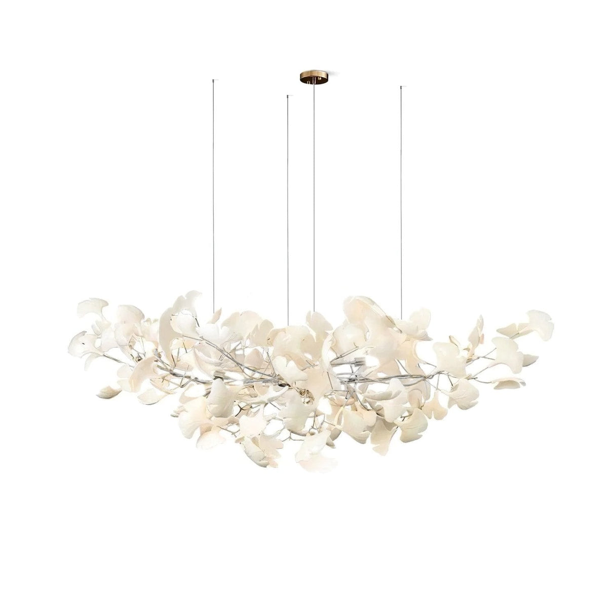 Kaori Leaf Chandelier, Ginkgo Leaf Design, 7 Sizes, Gold, Nickel, Black or White Finish