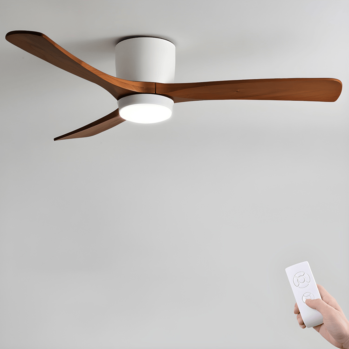 Eskil Ceiling Fan with Light, Wood Nordic Style, Integrated Warm Light, Indoor, 36 to 52 Inch