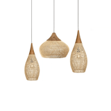 Rattan Pendant Light, Woven Braided Hanging Lamp for Kitchen Island, Dining Room, 10 Sizes