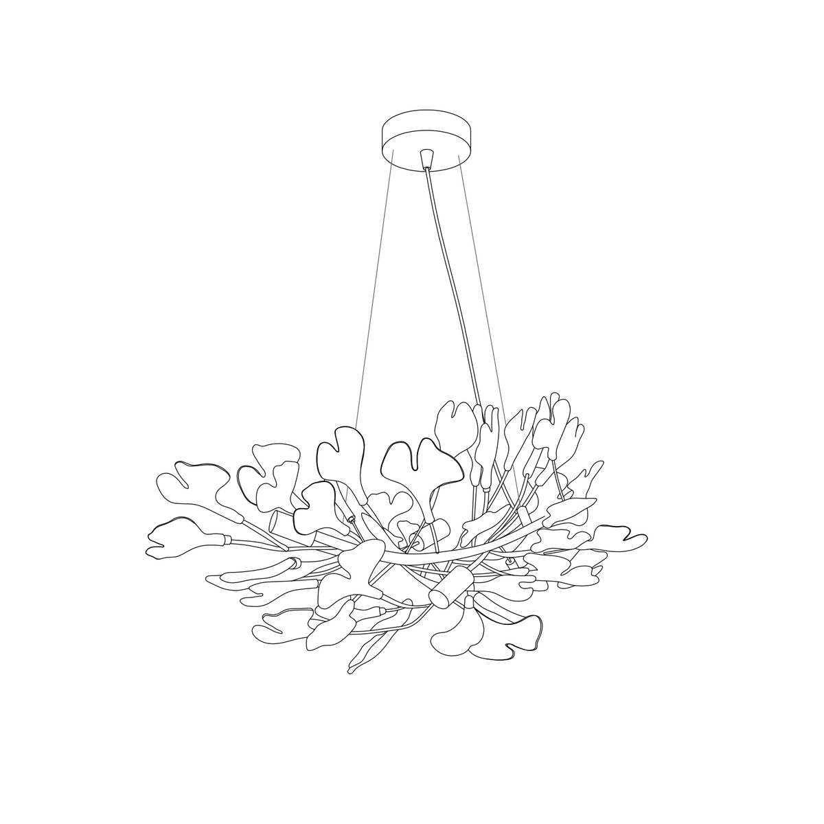 Kaori Leaf Chandelier, Ginkgo Leaf Design, 7 Sizes, Gold, Nickel, Black or White Finish