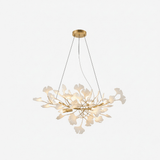 Kaori Leaf Chandelier, Ginkgo Leaf Design, 7 Sizes, Gold, Nickel, Black or White Finish