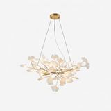 Kaori Leaf Chandelier, Ginkgo Leaf Design, 7 Sizes, Gold, Nickel, Black or White Finish