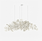 Sorin Modern Gold Chandelier, Ginkgo Leaf LED, Dimmable, White Leaves, Dining Room