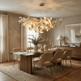 Kaori Leaf Chandelier, Ginkgo Leaf Design, 7 Sizes, Gold, Nickel, Black or White Finish