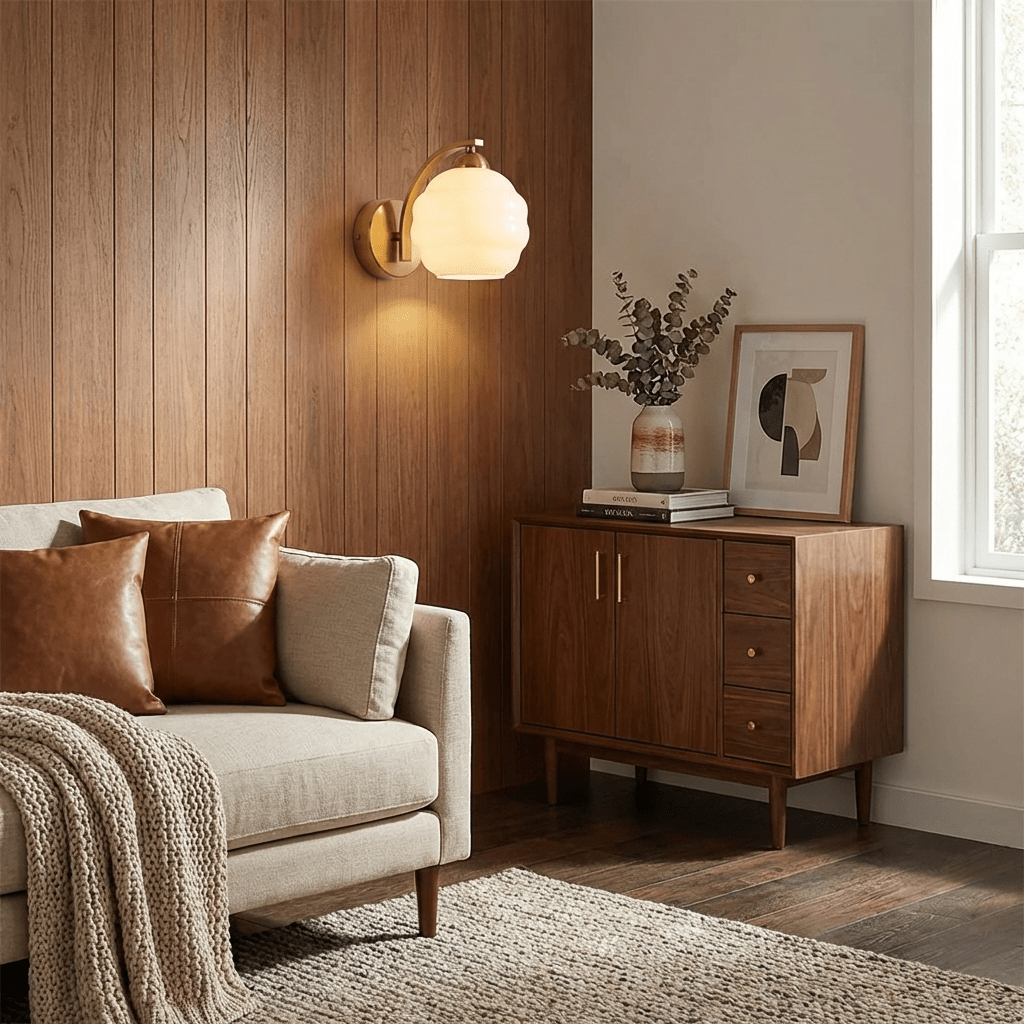 Odette Sconces Wall Lights, Vintage Art Deco Wall Lamp, Gold or Chrome, Bedroom & Hallway