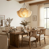 Aiko Pendant Lighting, Pleated Fabric Pendant Light, 3000K LED Bulb, Japandi Living Room