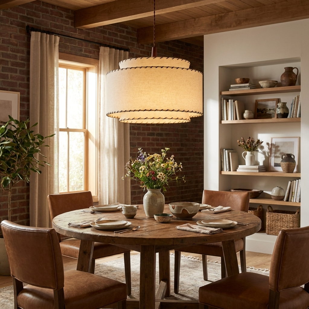 Halvor Pendant Lighting for Kitchen Island, Tiered Linen-Look Fabric Shade, Adjustable Cord