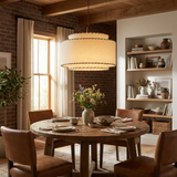 Halvor Pendant Lighting for Kitchen Island, Tiered Linen-Look Fabric Shade, Adjustable Cord