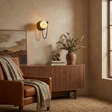 Alvar Wall Lighting Sconce, Alabaster Globe Wall Sconces with Draped Chain, Bedroom & Hallway
