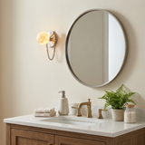 Alvar Wall Lighting Sconce, Alabaster Globe Wall Sconces with Draped Chain, Bedroom & Hallway