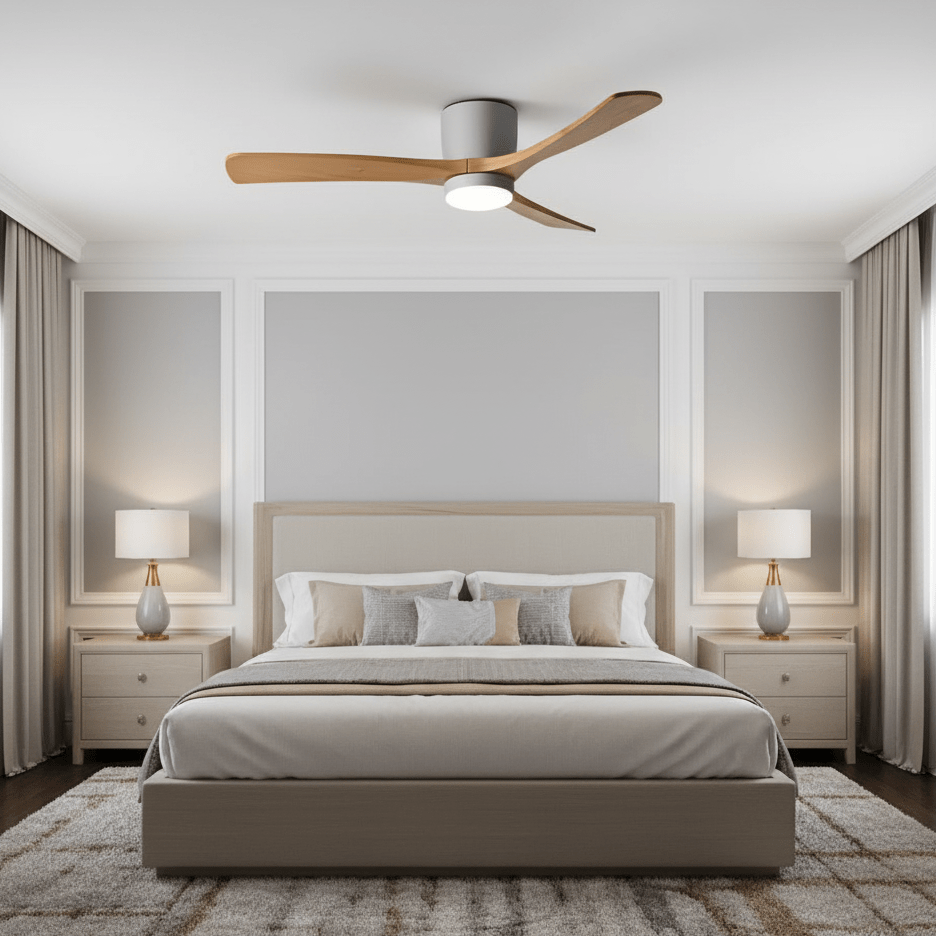 Eskil Ceiling Fan with Light, Wood Nordic Style, Integrated Warm Light, Indoor, 36 to 52 Inch