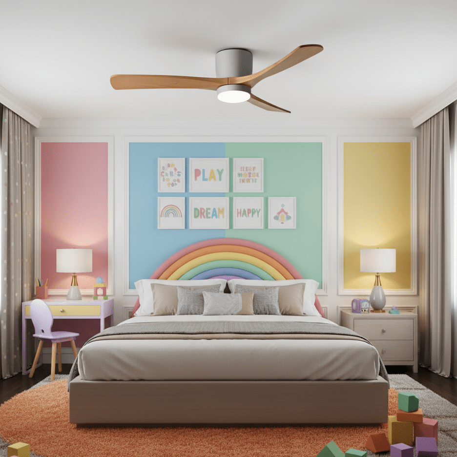 Ceiling Fans with Light, Nordic Walnut Wood Ceiling Fan 36 to 52 Inch, Black or White Frame