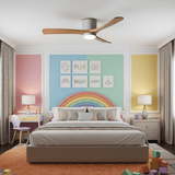 Eskil Ceiling Fan with Light, Wood Nordic Style, Integrated Warm Light, Indoor, 36 to 52 Inch