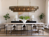 Vidra Oval Chandelier for Dining Room, Curved Glass & Steel, 54 or 65 Inch, Hardwired