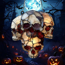 Hanging skeleton head Halloween skull decoration cluster