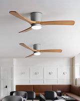 Ceiling Fans with Light, Nordic Walnut Wood Ceiling Fan 36 to 52 Inch, Black or White Frame