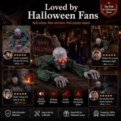 Crawling ghost Halloween prop full body view