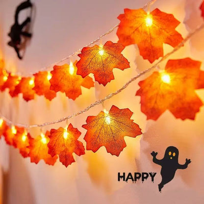 Halloween Maple Leaf LED Light String - Fall Outdoor Garden Lighting