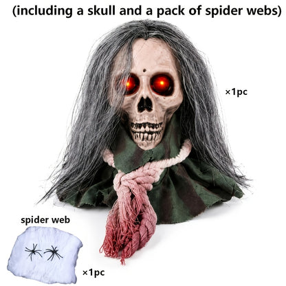 Animated skull prop with spider web pack