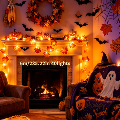 Halloween Maple Leaf LED Light String - Fall Outdoor Garden Lighting