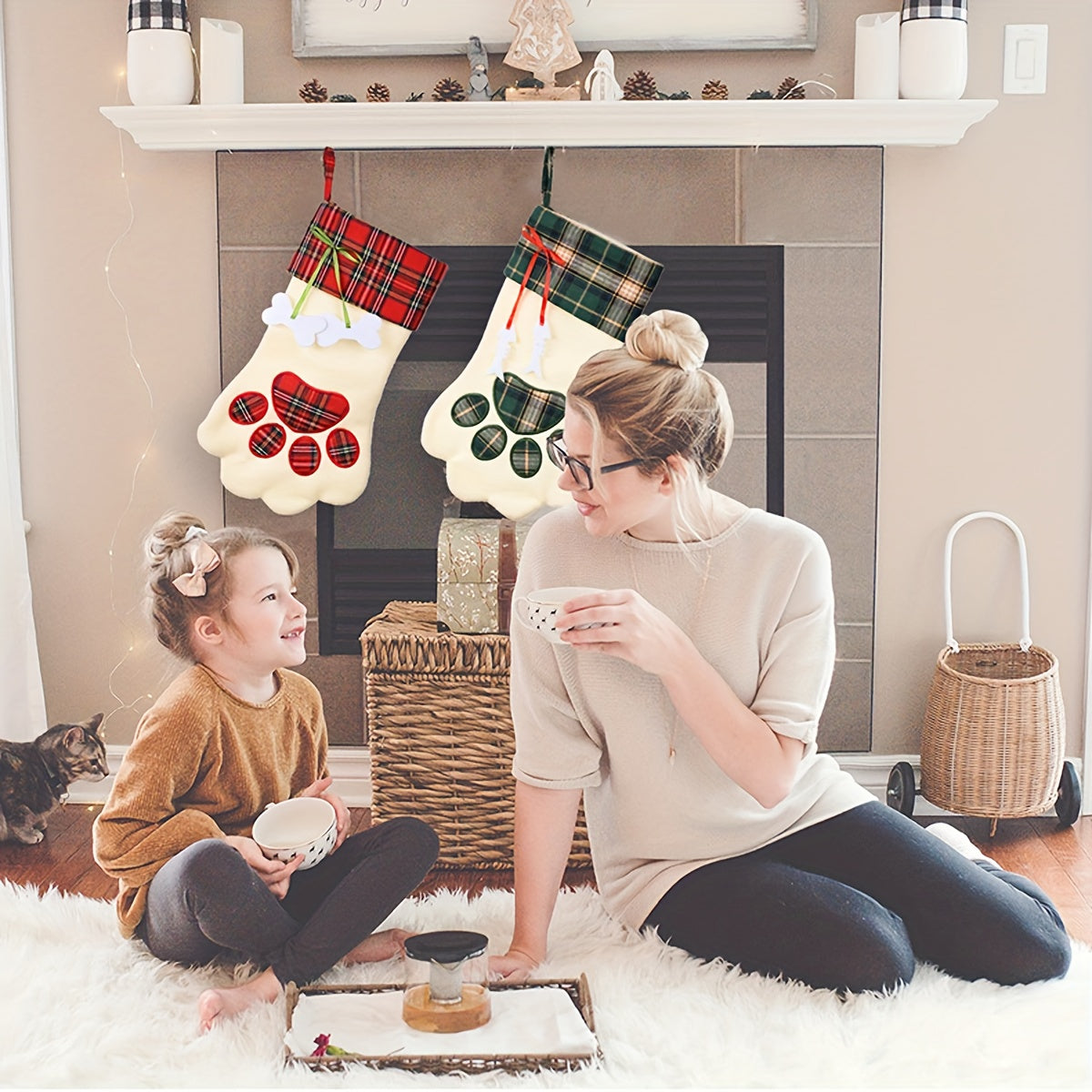 Plaid felt candy bag as a gift holder