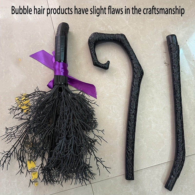 Halloween Witch Broom with Ribbon - Costume Prop & Front Door Decor