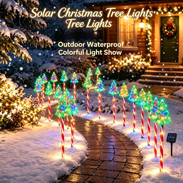 Solar Christmas Lights, Aurora Color Changing LED Ground Stakes, Outdoor Pathway Set