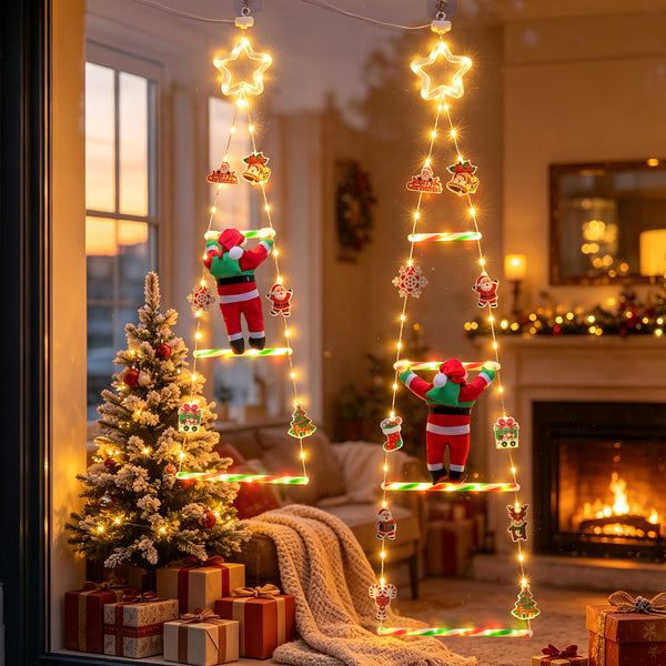 Christmas Tree Decorations, Santa Claus Ladder Lights, 8 Modes, USB Powered, Indoor Room Decor