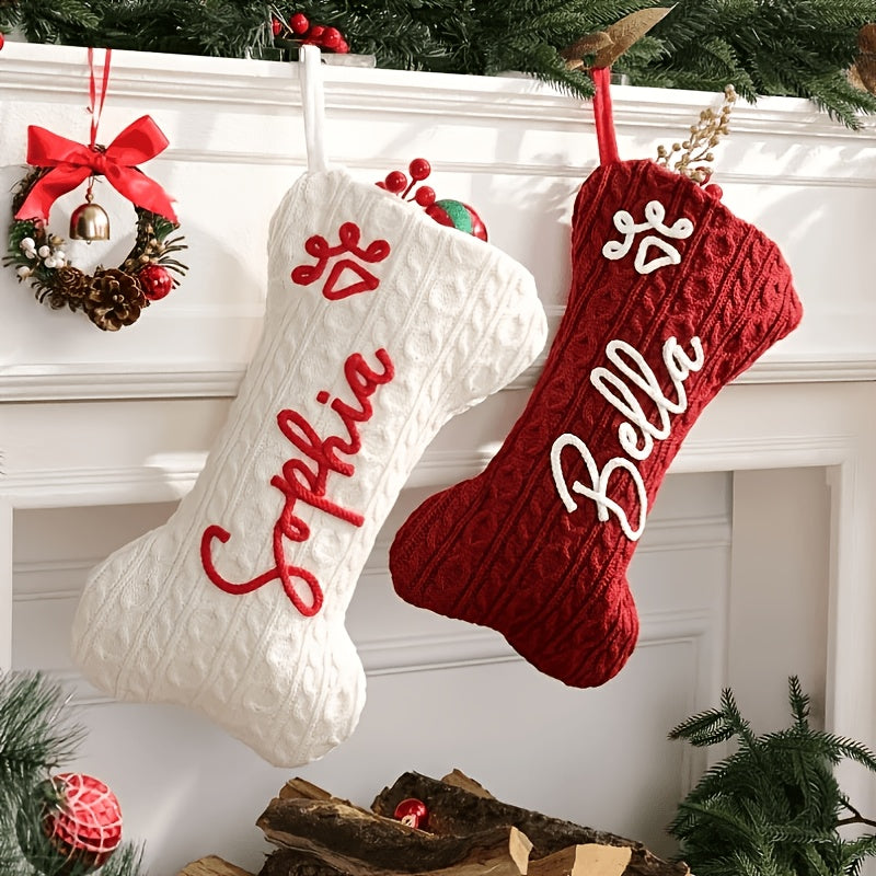 Custom name Christmas stocking in red