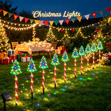 Solar powered stake light set used for Christmas pathway lighting