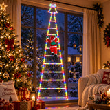 Outdoor Christmas Decorations, Climbing Santa Ladder Lights, 255 LED, Dimmable, USB Charging