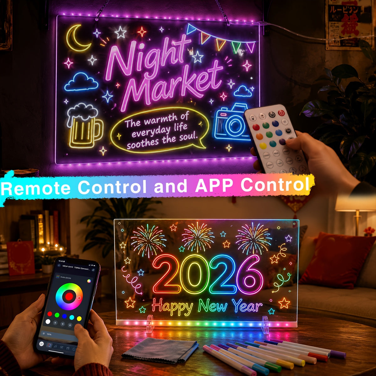 Light up board for menus and lists