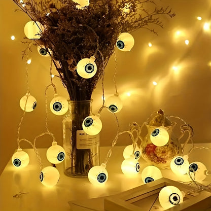 Halloween Eyeball String Lights - Battery-Powered Décor
