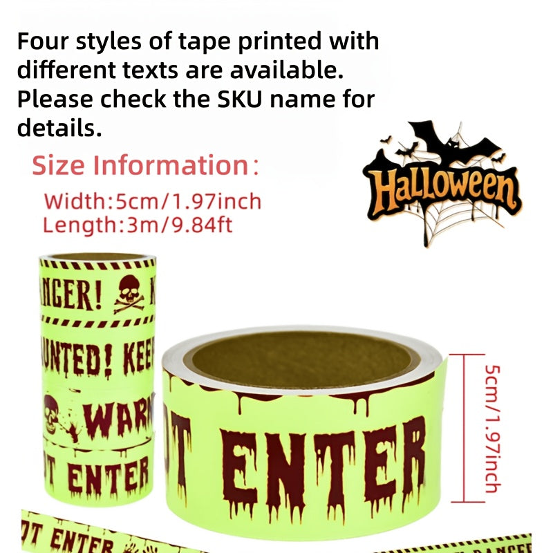Glow-in-the-Dark Halloween Caution Tape - Outdoor Yard & Party Decor