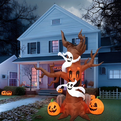 Halloween yard inflatable showing the tree's twisted trunk and branches