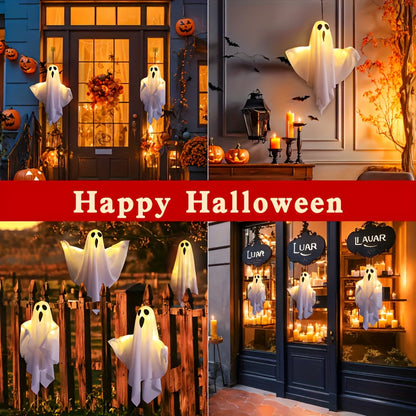 Halloween Hanging Ghost Decorations, 20-Inch LED Flying Ghosts, 2 or 4 Pack
