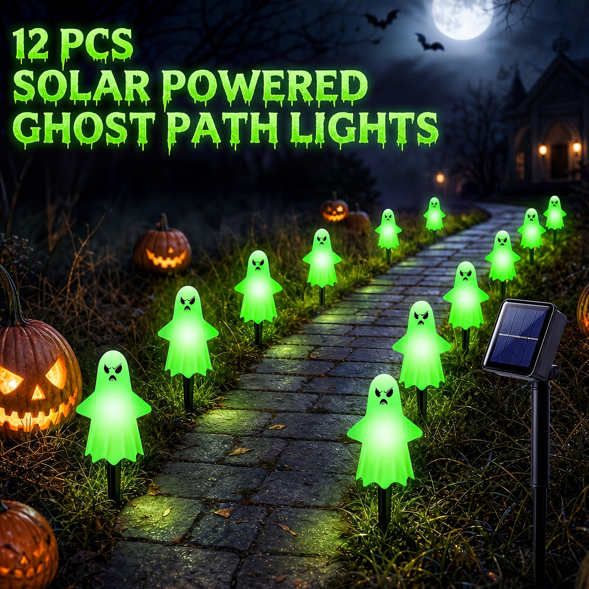Twelve-piece solar ground stake light set