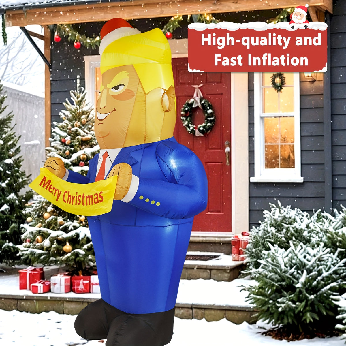 Christmas Inflatable Uncle Sam, 7.2 ft LED Lighted Outdoor Yard Decoration for Lawn & Garden