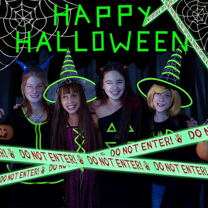 Glow-in-the-Dark Halloween Caution Tape - Outdoor Yard & Party Decor