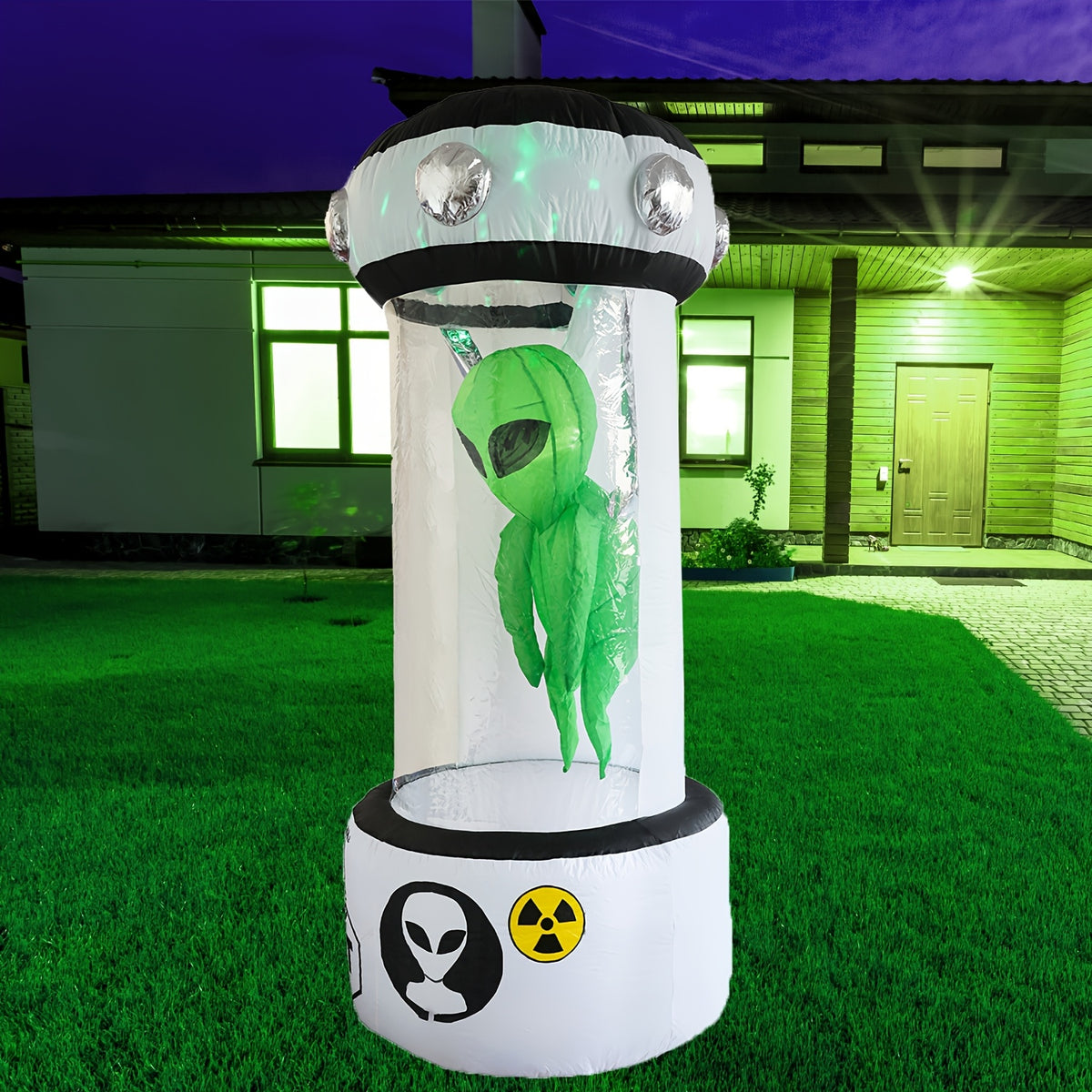 8-foot inflatable alien Halloween decoration set up outdoors