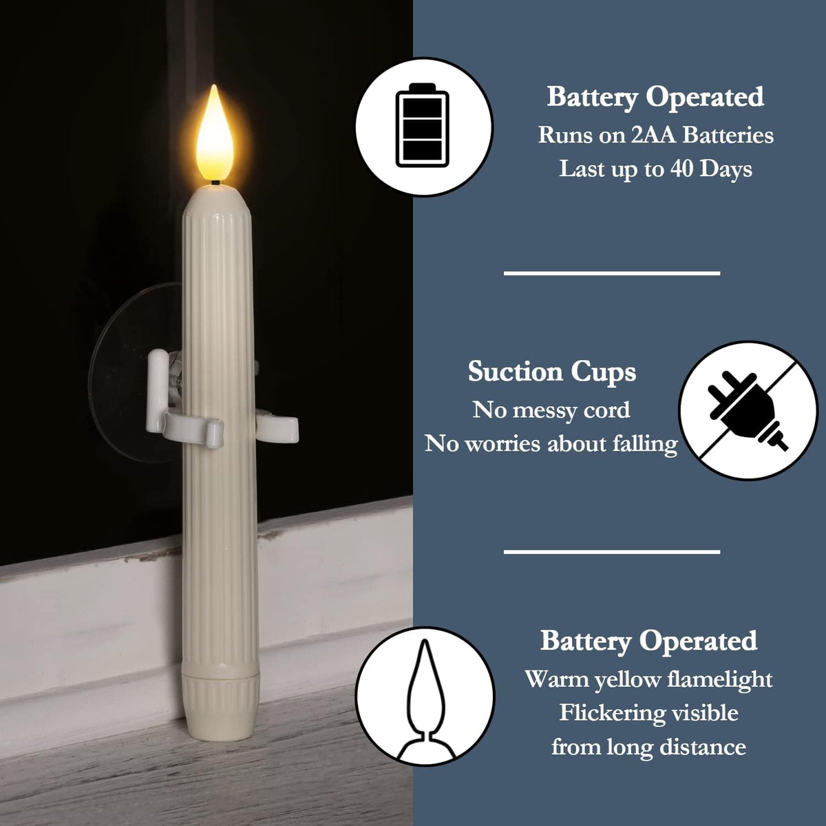 Flameless LED window candles for Christmas windows