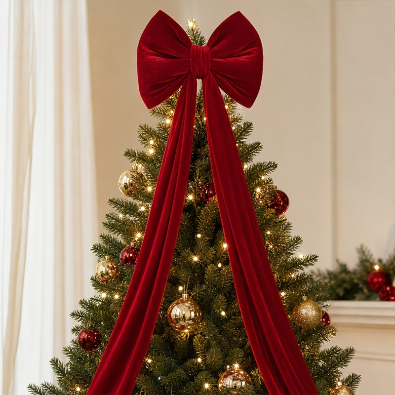 Oversized burgundy bow with long satin ribbon tails
