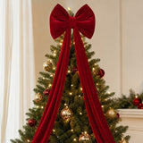 Oversized burgundy bow with long satin ribbon tails