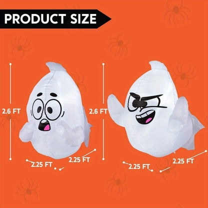 Inflatable ghost Halloween decoration styled as bursting through a window
