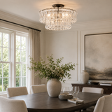 Salvio Flush Mount Ceiling Light, Curved Textured Glass, Plated Brass Finish, 3-Light, 18 Inch