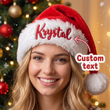 Plush Santa hat with embroidered custom name